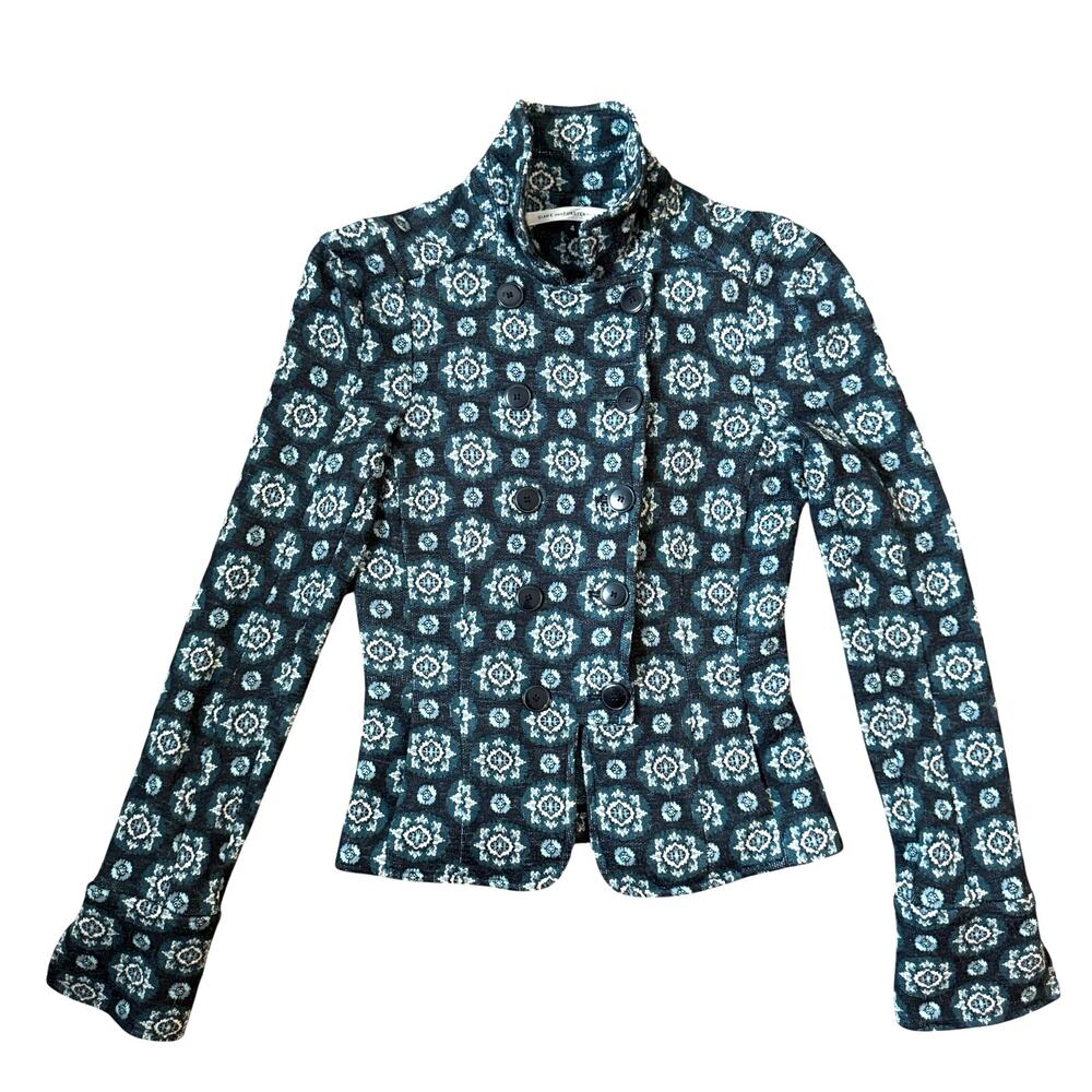 Diane Von Furstenberg Geometric Wool Blend Military Balzer Women's Sz 4